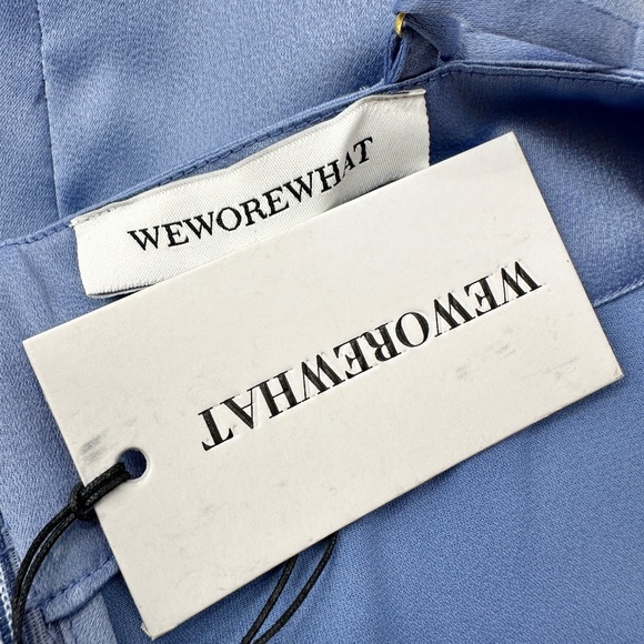 WeWoreWhat Cowl Midi Slip Dress Satin Charmeuse Slate Blue Revolve NWT. - Picture 11 of 13